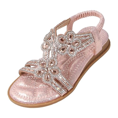 IWIHMIV Toddler Girls Sandals Lightweight Open Toe Summer Comfortable Flat Shoes Dressy Sandals with Elastic Strap