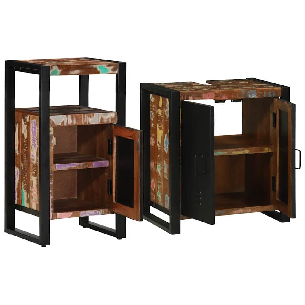 Juego de muebles de baño, 2 unidades, multicolor y negro