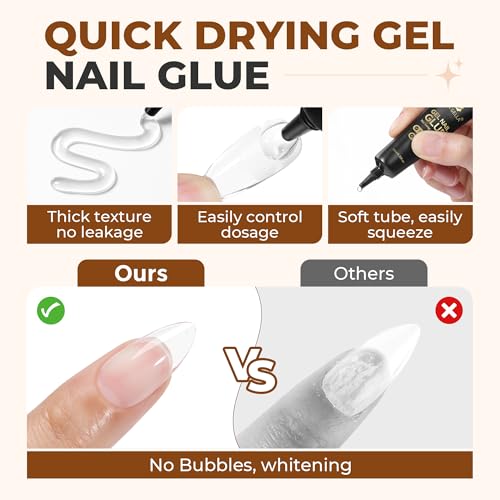 Image of UNA GELLA Super Strong Nail Glue 2Pcs*10ml Semi Solid | Nail Glue for Press Ons No Lamp Needed 10s Quick Drying Solid Nail Glue Gel for Acrylic Fake Nails Extensions Long Lasting