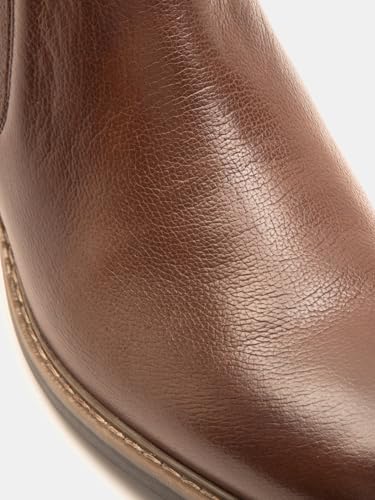 Image of Thomas Crick Men's Teak Leather Chelsea Boots - Premium Welted Sole, Cleated Grip, Metal Buckle, Office & Weekend Style