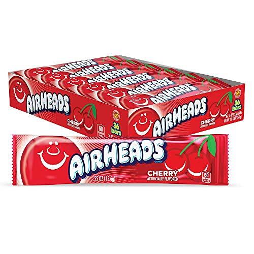 Airheads Full-Size Candy Bars, Cherry, 36 Count Box