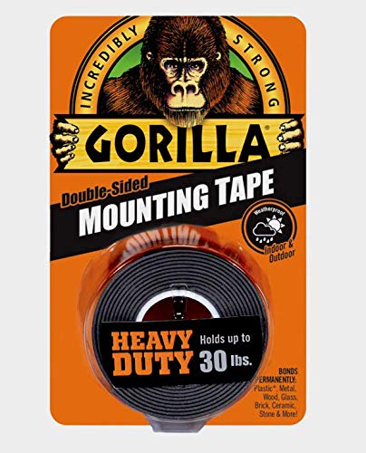 Gorilla Heavy Duty MOUNTING TAPE Double-Sided Black Holds 30 lbs 1" x 60" L NEW!