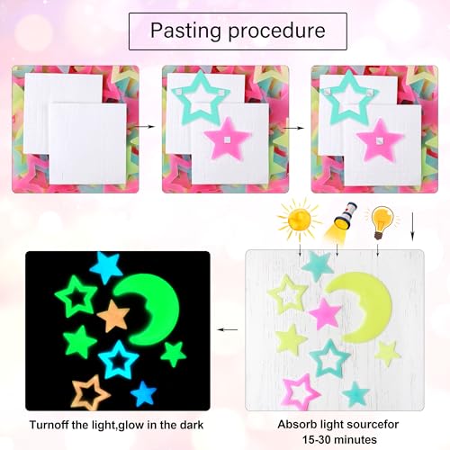 Pegatinas de Estrellas y Luna Fluorescentes para Pared miniatura 3