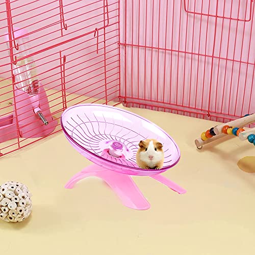 Silent Hamster Wheel 7 Inch Exercise Wheel for Syrian Hamsters Hamster Flying Saucer Quiet Spinner Running Wheel for Gerbil Chinchilla Guinea Pig Mice Hedgehog Small Animals (Pink) - Image 4