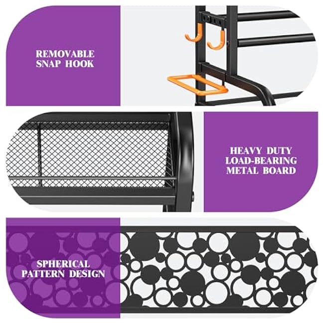 Dumbbell Rack, VOPEAK Weight Rack for Home Gym, Home Gym Storage Rack for Yoga Mat Kettlebells and Strength Training Equipment, Weight Storage Rack for Dumbbells with Wheels