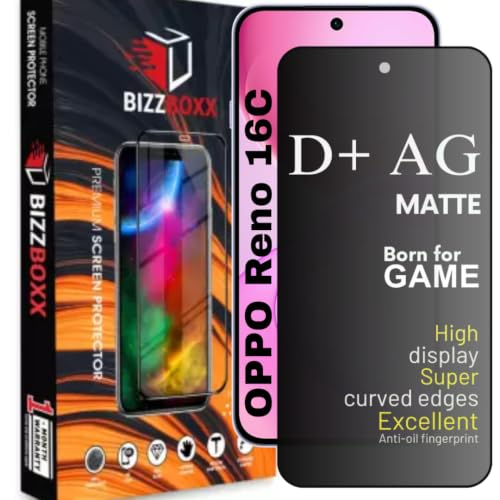 Image of D+ AG Matte Tempered Glass Screen Guard Protector For Oppo Reno16c 5G Matt Temper Glass Anti Fingerprint Gaming Special With Camera Cut (Reno 16C - 6.57 Inch)- Pack of 1
