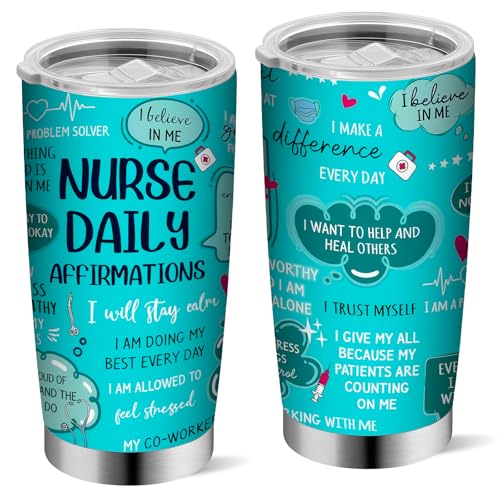 Yuecda Nurse Gifts for Women - Nurse Appreciation Gifts - Nurses Week Gift - Graduation Christmas Gift for Nursess Practitioner RN Nursing - Nurses Daily Affirmations Tumbler Cup 20 oz