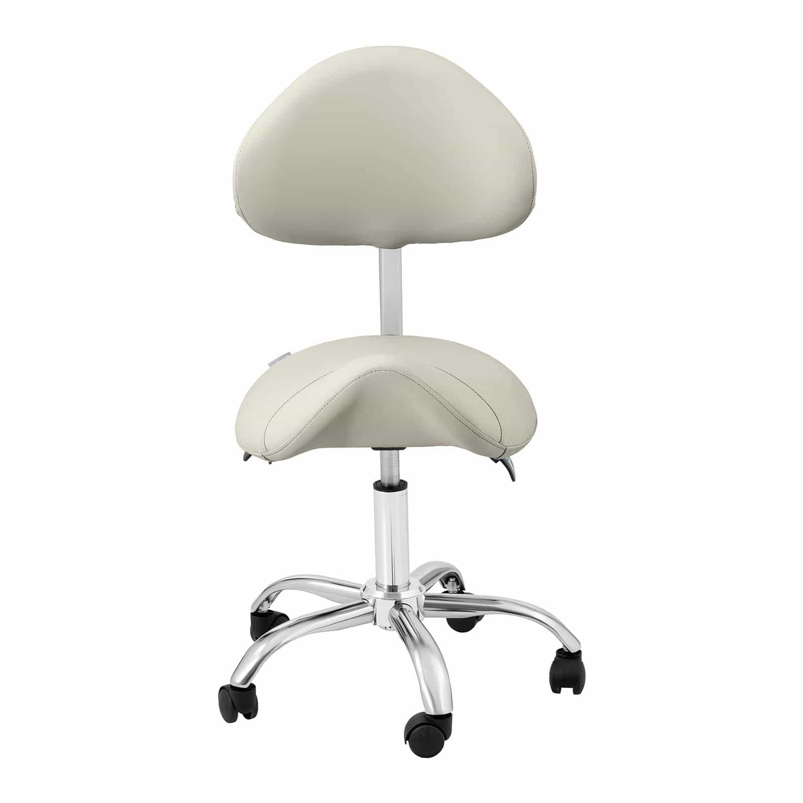 Physa Siège Selle De Cheval Gris, Argenté Dossier Et Siège Réglables en Hauteur Chaise à roulettes pour Salon, Spa, Massage Tabouret de Travail