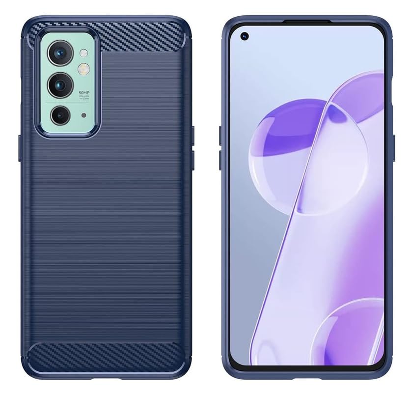 Image of NPRC Hybrid Ultra Slim Protective Case TPU Non-Slip Carbon Fiber Texture Shockproof Case Cover for Oneplus 9RT - Blue