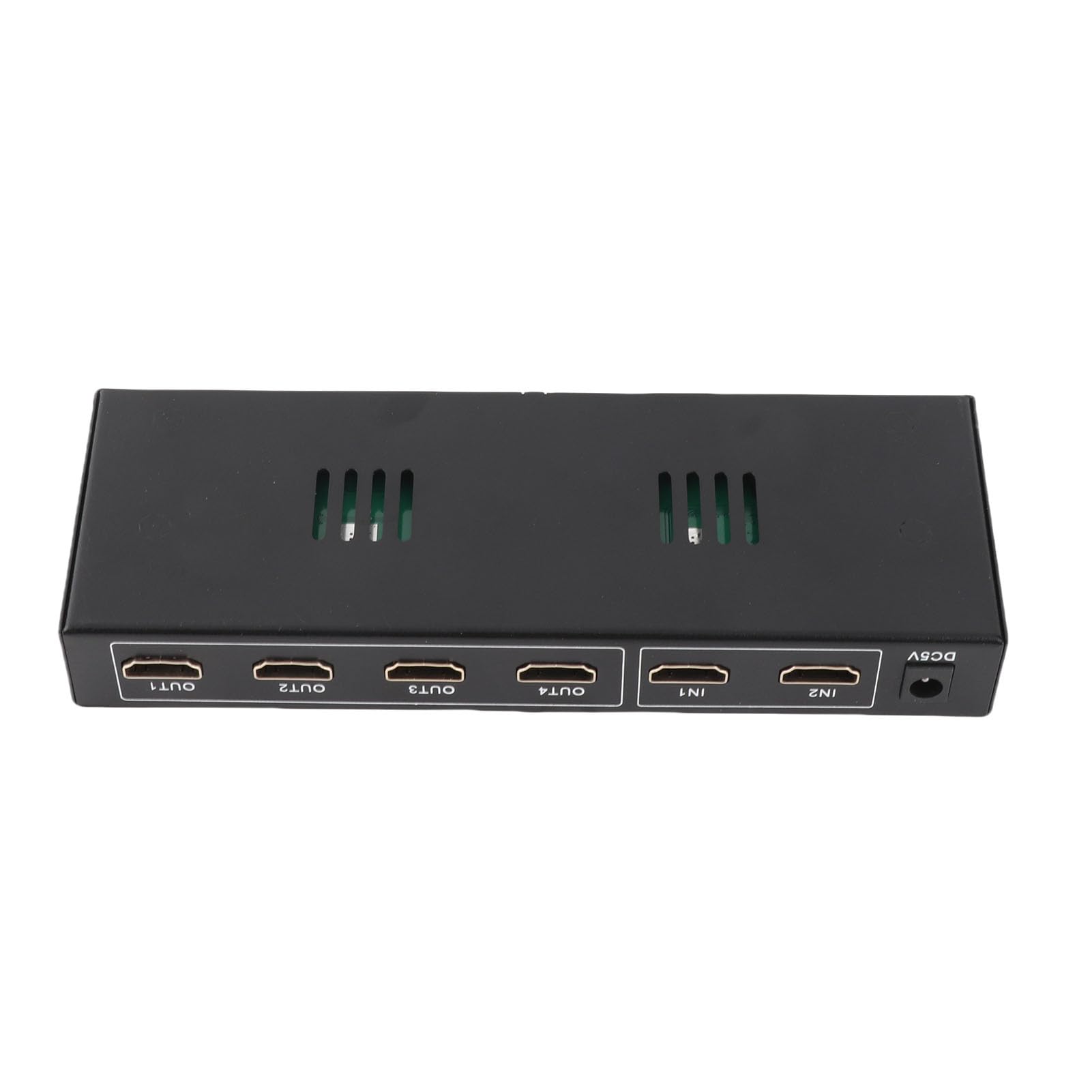 Splitter HDMI 2 in 4 Uscite, Switcher 4K HD con Telecomando, Alta Risoluzione 3840 X 2160, per Laptop, Console di Gioco, Monitor, TV e Proiettori (Spina europea)