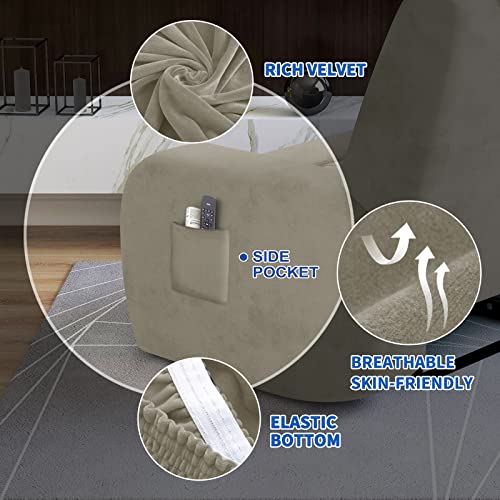 XINEAGE 4 Pieces Velvet Recliner Slipcover Stretch Recliner Chair Cover with Side Pocket Anti-Slip Fitted Recliner Cover Couch Furniture Protector with Elastic Bottom (Recliner - Image 3