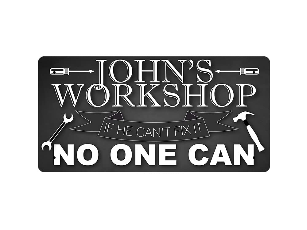 Mcmug White - John's Workshop - Metal Sign, Decorative Sign, 200Mm X 100Mm