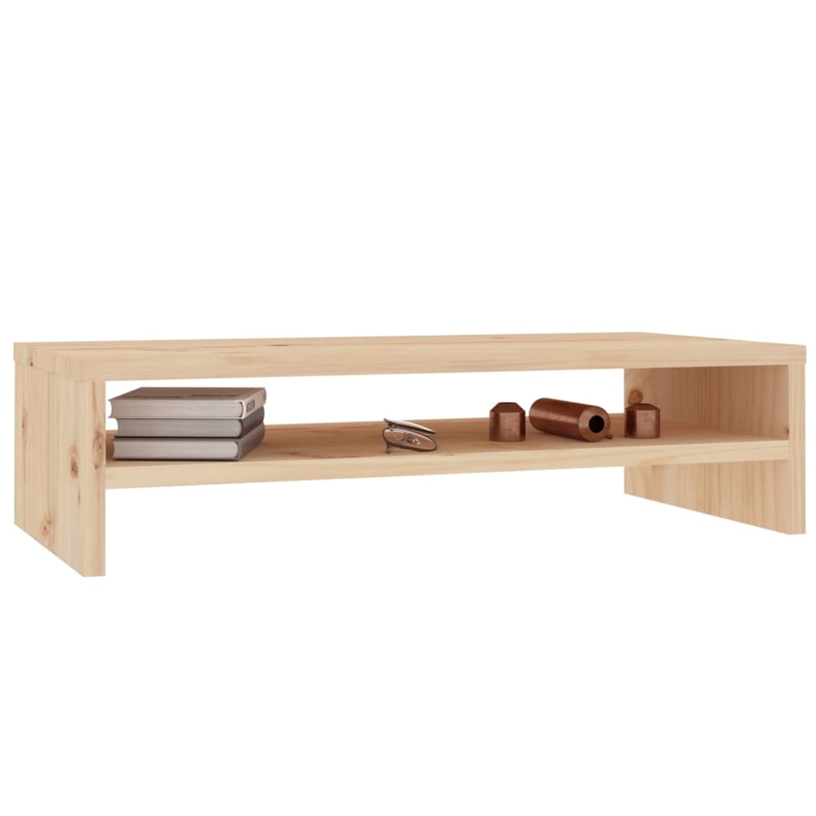 Supporto per monitor 50 x 24 x 13 cm in legno massello di pino, supporto da scrivania per monitor e computer portatili
