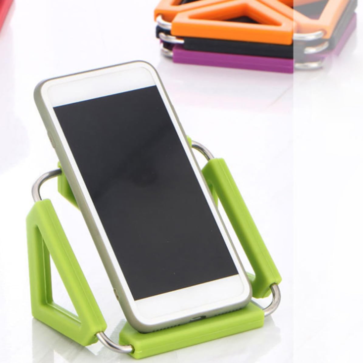 KALLORY Dessous de Plat Carrés Résistants la Chaleur en Silicone et Acier Inoxydable Lot de 6 Pliables et Antidérapants Couleur Aléatoire pour de Table Cuisine