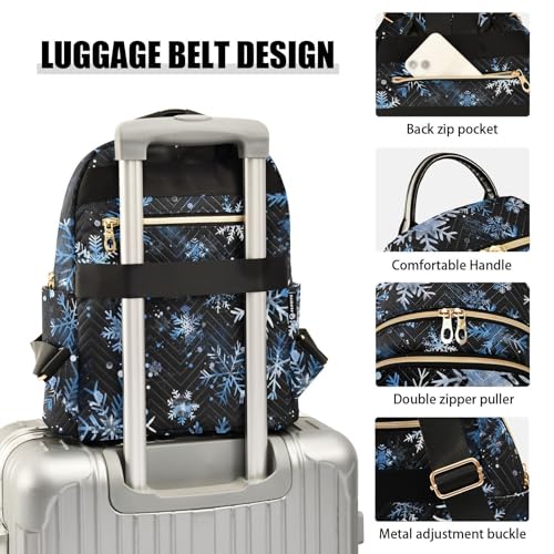 Image of ALAZA Blue Snowflakes Winter Mini Backpack Purse for Women Travel Bag Fashion Daypack Back Pack Shoulder Bag