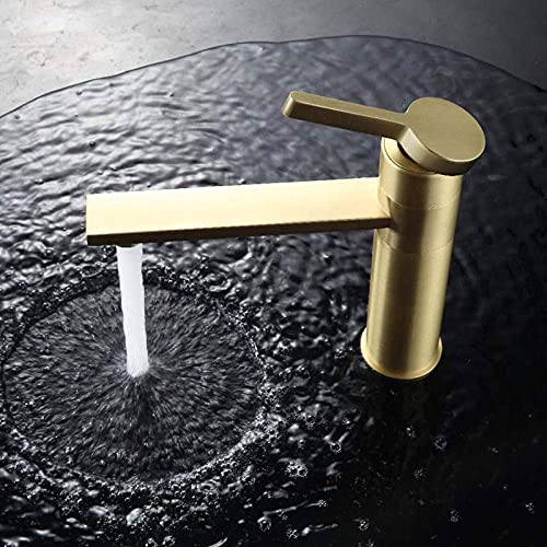 Mélangeur de lavabo rotatif en laiton doré pour optimiser l'espace vasque