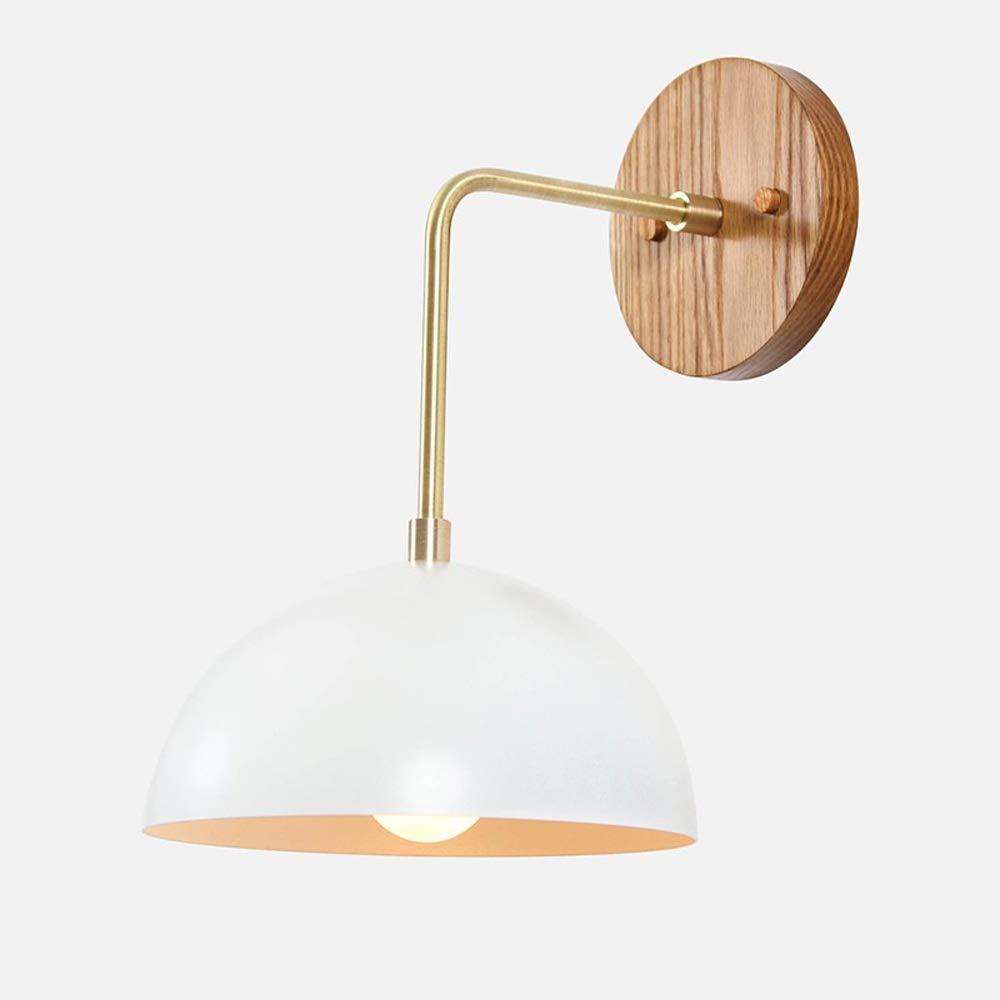 NHPJFDC Wall Mounted Light Villa Brass Lampshade Lamp Walnut Retro Nostalgic Bedroom Bedside High Grade Pure Copper Sconce Aisle Corridor T-155