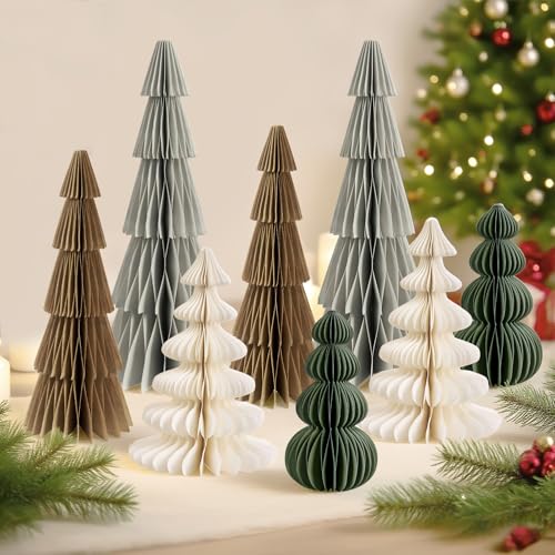 PATTEPOINT 8 Stücke Weihnachtsdekoration 3D Papier Weihnachtsbaum...