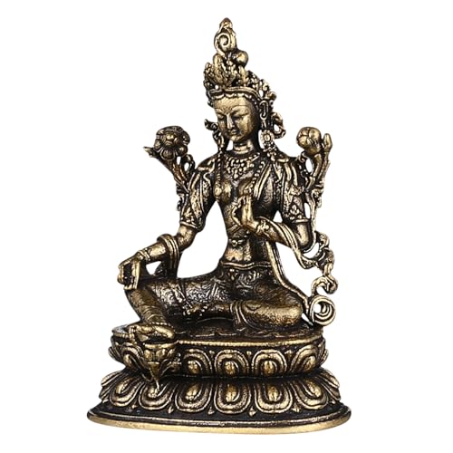 Didiseaon Statua Del Buddha Tara in Ottone Retrò, Scultura Ornamento Per La Casa, Decorazione Per Giardino e Tempio Tibetano, Pezzo Da Collezione Per Ambienti Sacri e Festività