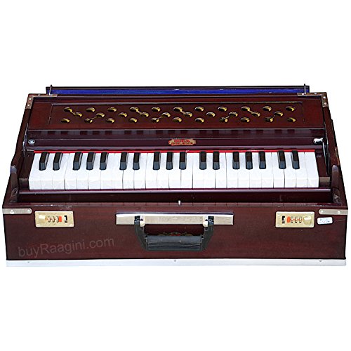Harmonium Bina No.17 Delux, Folding Portable Version, Special Double Reed, Safri, Kirtan, 9 Stops, 3-1/2 Octaves, Rosewood Color Model 17Dx #TOP1