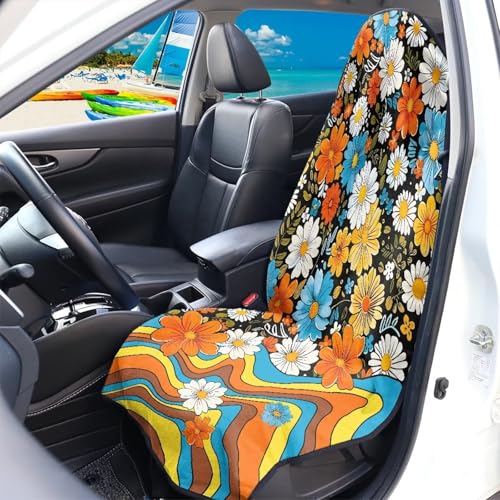 Image of Daisy Car Seat Towel Cover Front Car Seat Covers Universal Front Seat Cover Waterproof Soft Auto Seat Covers Anti-Slip Universal Fit for Auto Truck Van SUV