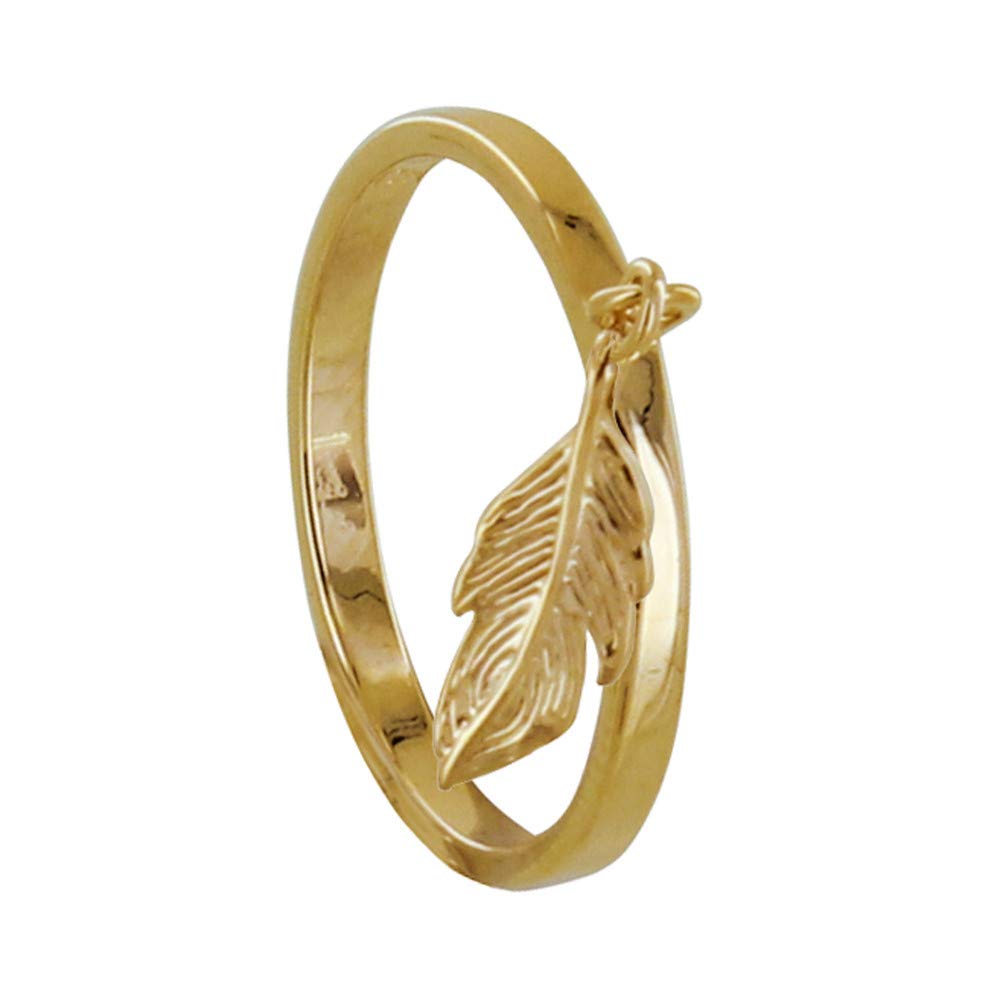 Bague Plaqué Or Breloque Plume - Les Poulettes Bijoux