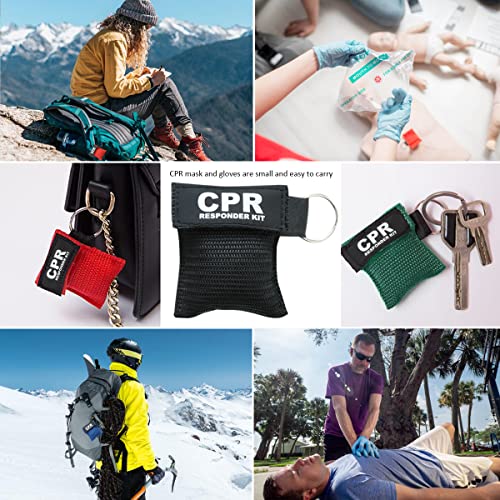 Image of 28pcs CPR Face Shield Mask with Disposable Gloves, CPR Keychain Masks Disposable Emergency Kit for First Aid or CPR Training