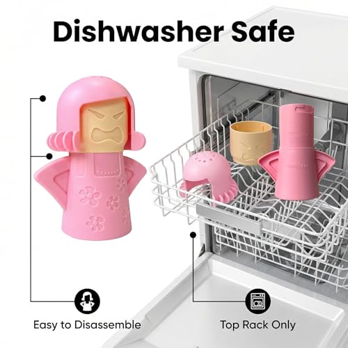 Aivwis Angry Mama Microwave Oven Steam Cleaner, Angry Mom Microwave Cleaner, Just Add Vinegar and Water, Cut Cleaning Time by Half (Pink)