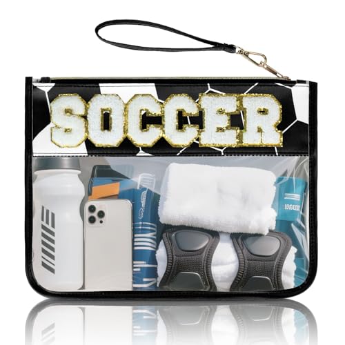 Soccer Gifts Makeup Bag with Chenille Letter Patch, for Boys 8-12 Football Stuff Kids Soccers Bag...