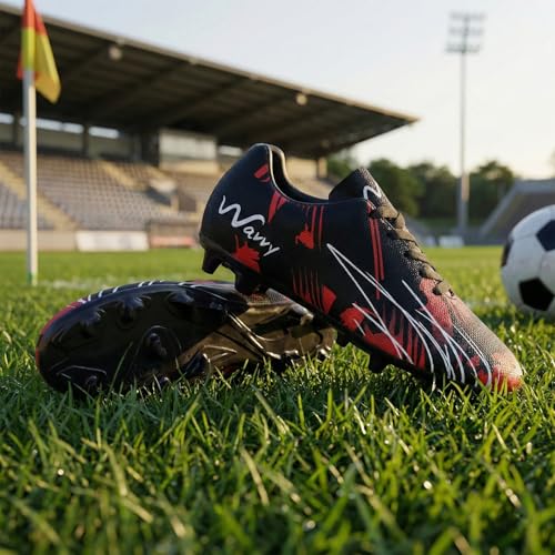 Image of Wavvy Football Shoes for Mens | Lightweight PVC Synthetic Leather Upper, High Shear Strength TPU Sole | Football Studs for Adult, Men & Boys | Football Cleats | Football Sports Shoes