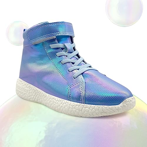 Image of KazarMax Unisex White Holographic Ankle Length Shoes - 10 Kids UK