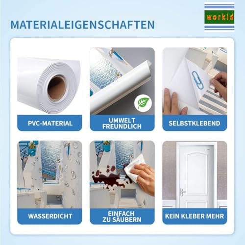 workid 3D Türtapete Türfolie selbstklebend TürPoster PVC Türaufkleber Fototapeten Ozean 90x200