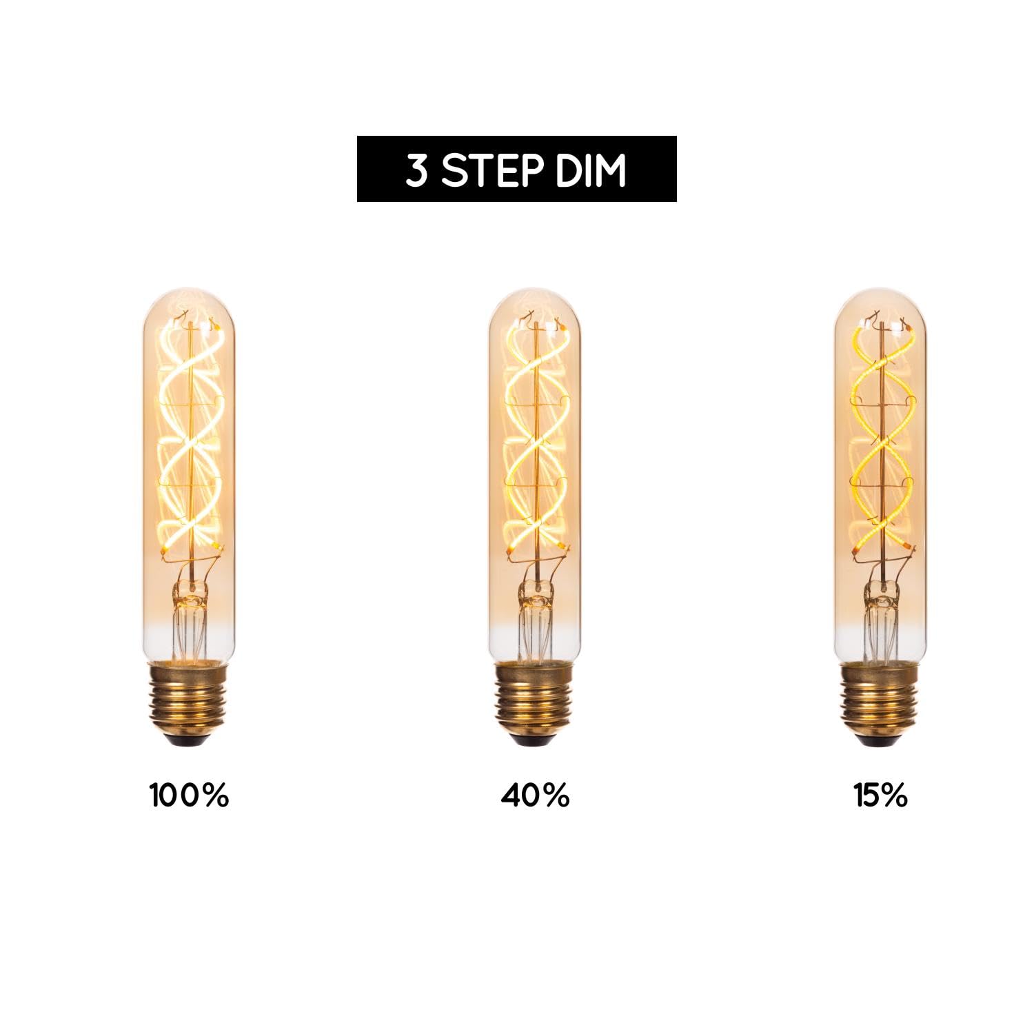 LUCIDE T32 - Bombilla de filamento, diámetro de 3 cm, E27-1x4,9 W, 2200 K, ámbar