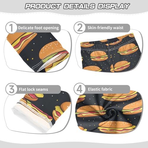 Hamburgers Cartoon Food Girls Casual Leggings for Kids Printed Long Pant Bottoms Stretch and Soft3