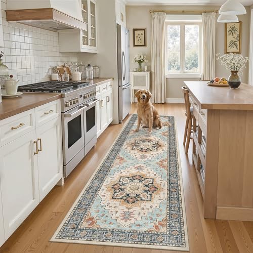 Madane Runner Rug 2x8, Washable Hallway Runner Rugs, Non-Slip Low-Pile