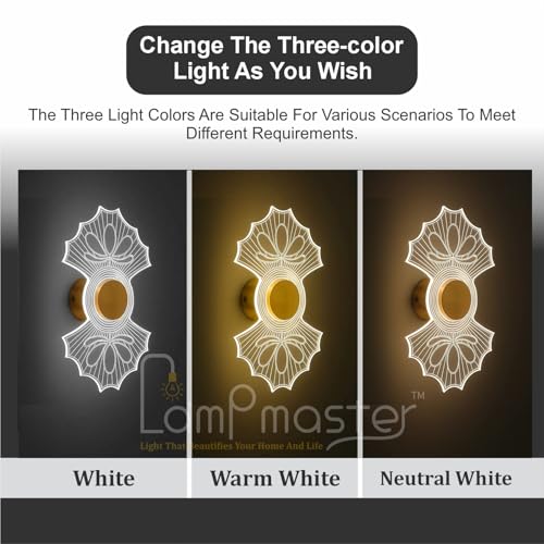 Image of Lamp master Twinor 3-in-1 LED Wall Light | 26x15 cm Decorative Acrylic & Metal Light | Modern Designer Lamp for Bedroom, Living Room, Hallway