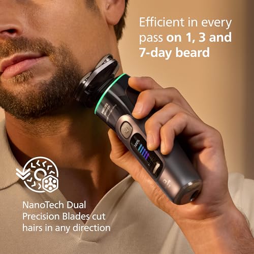 Image of Philips Norelco Shaver i9000 Prestige Ultra, Wet & Dry Electric Shaver, Dark Slate, SenseIQ Pro Technology, Triple Lift & Cut System, 360 Rotating NanoTech Precision Blades, Quick Clean Pod, XP9402 /86