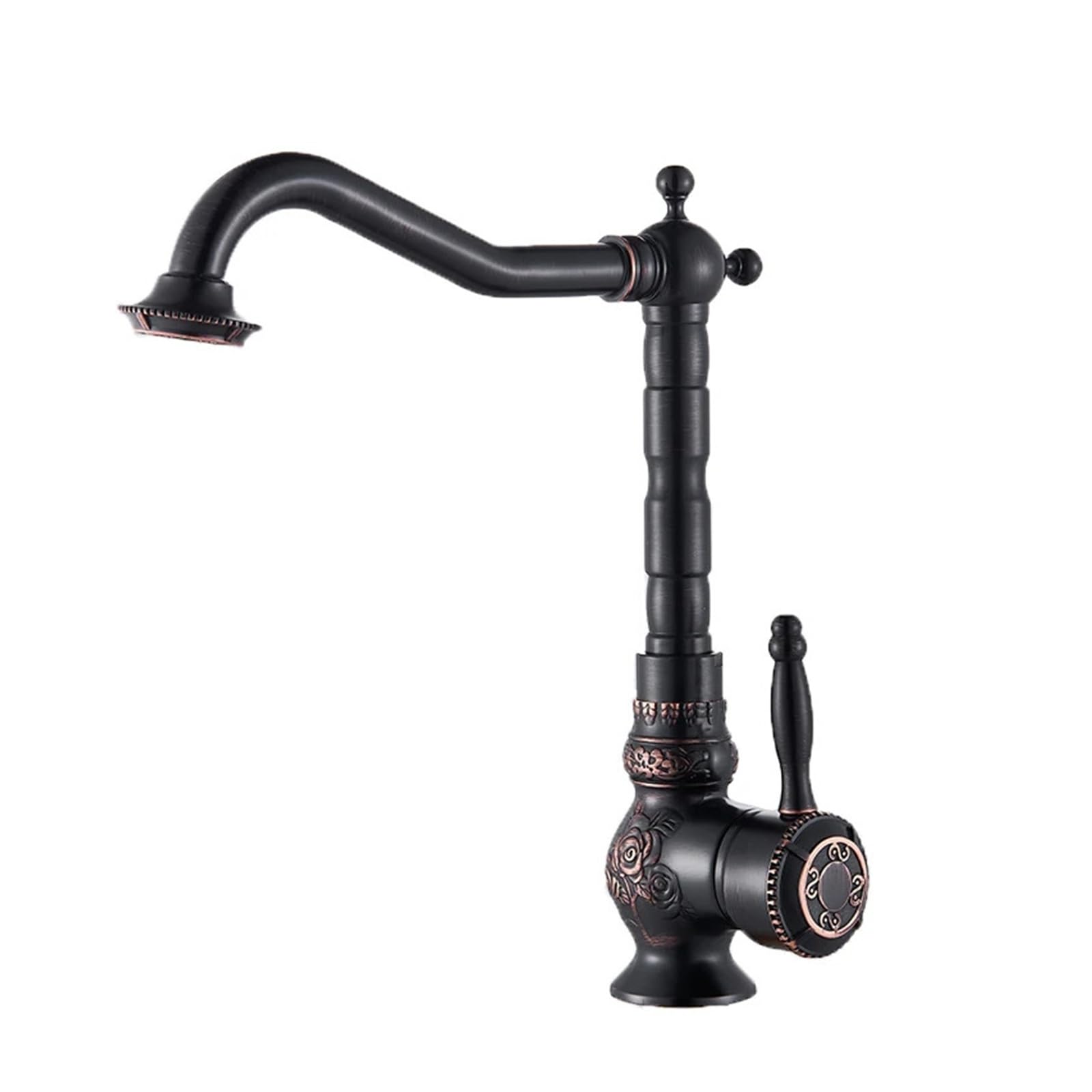 ZQFHSX Brass Sink Mixer Faucet Crane Single Handle Hot and Cold Water Tap Home Decoration Bathroom for Most Scenarios(High Black Bronze)