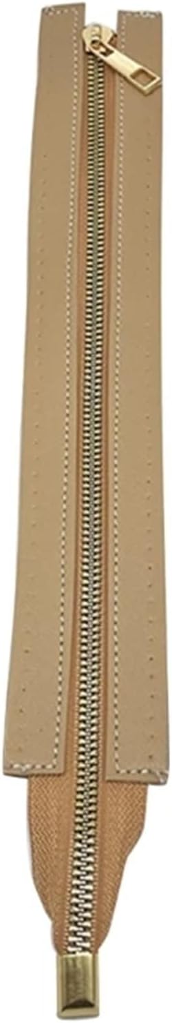 8pcs 30cm PU Leather Zipper with Holes DIY Replacement Hardware Accessories(Khaki)