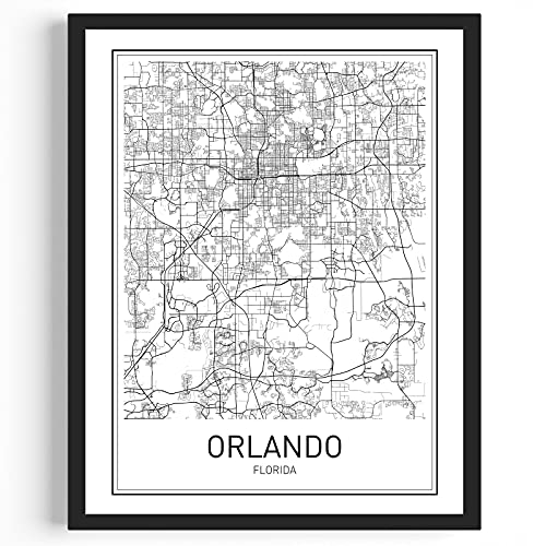 Orlando Poster Orlando Map Of Orlando City Map Posters Modern Map Art City Prints Map Wall Decor Minimal Print Map Poster City Poster City Map Wall Art Minimalist Posters 8X10 #TOP1