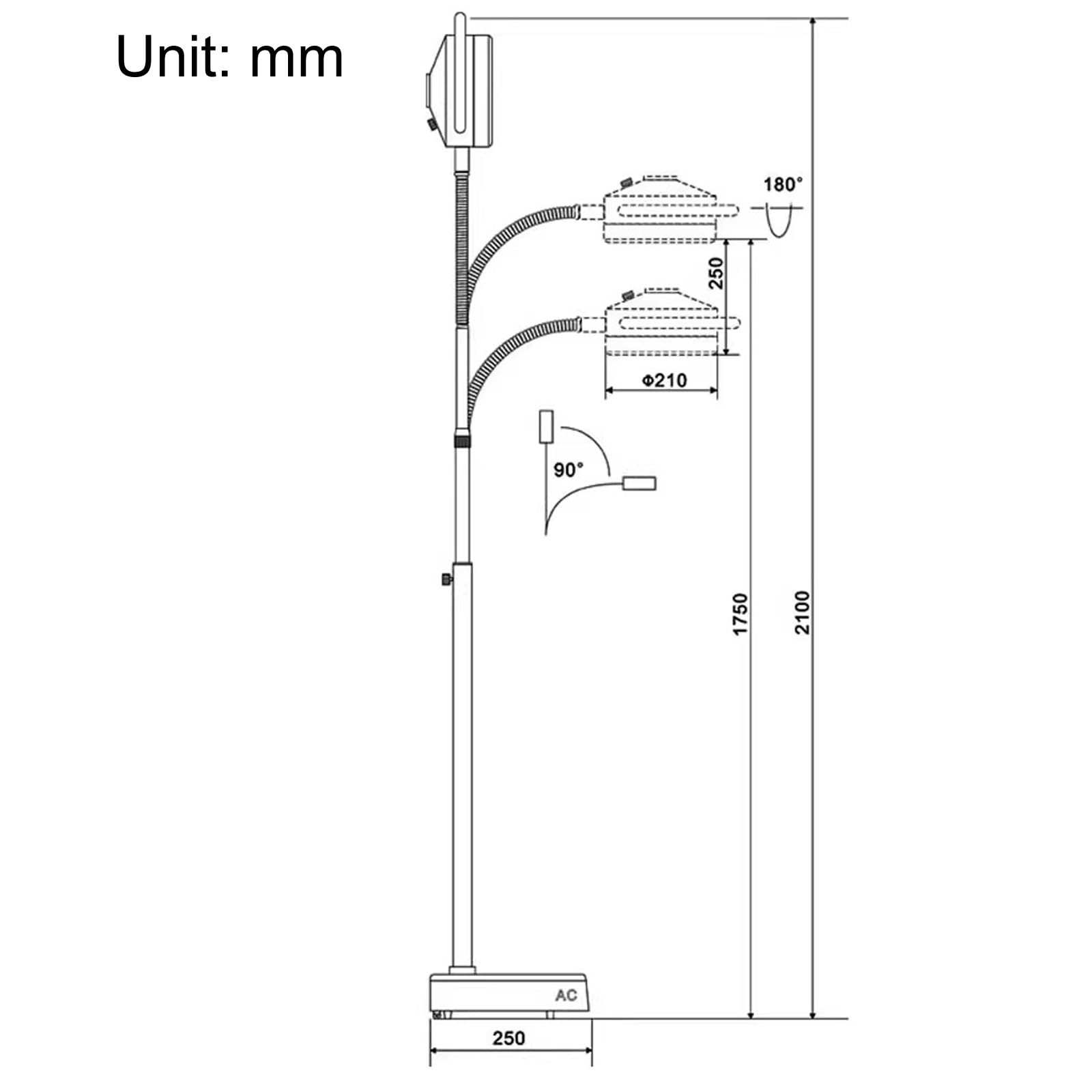 Lampa LED operacyjna, 36 W, lampa do badania urody, mobilna lampa dla zwierząt domowych, stosowana w ginekologii, klinikach ambulatoryjnych i dla zwierząt domowych laryngologicznych