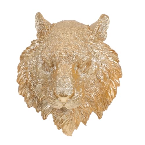 Sculpture Murale Tête de Tigre en Résine Artisanale Élégante pour Salon Art Déco
