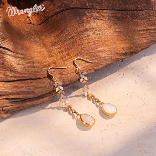 Wrangler Gold Western Drop Dangle Earrings for Women Rustic 14K Statement Natrual Stone Country Jewelry4