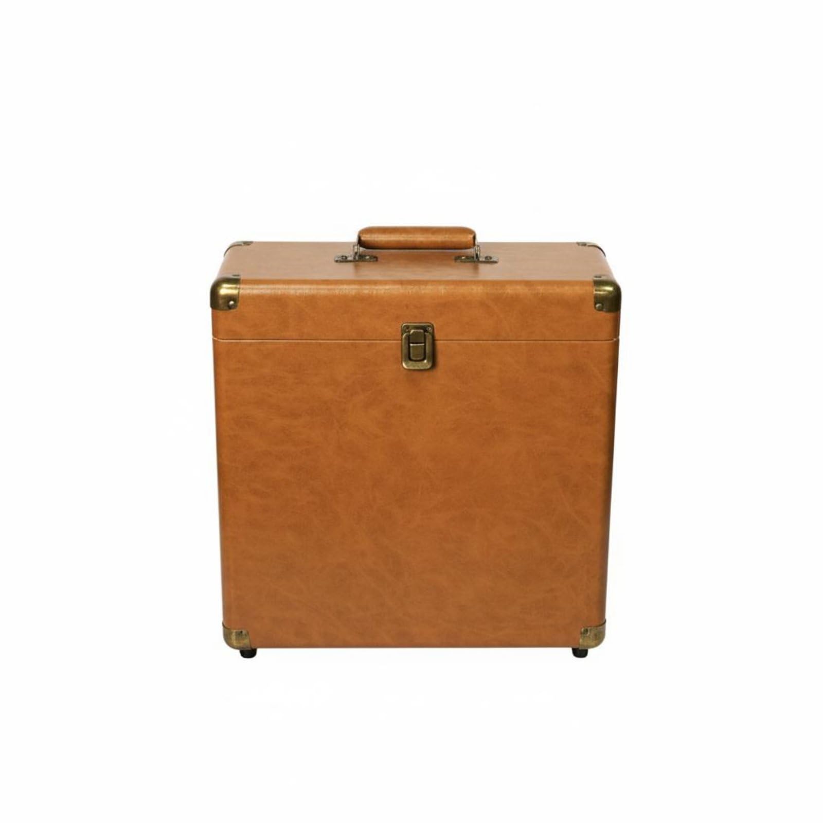 Custodia Vinili Scatola Archivio Porta Dischi LP Valigetta Contenitore Borsa Archiviazione in Pelle Pu con Interno Morbido E Protezione da Polvere Adatta per Conservazione, Marrone Scuro