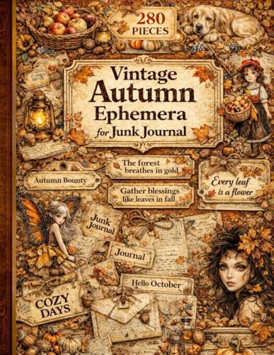Vintage Autumn Ephemera for Junk Journal: One-Sided Decorative Paper for Junk Journaling, Scrapbooking, Collage, Card Making, Paper Crafting & Mixed ... 280+ Authentic Vintage Autumn Ephemera Pieces image 2