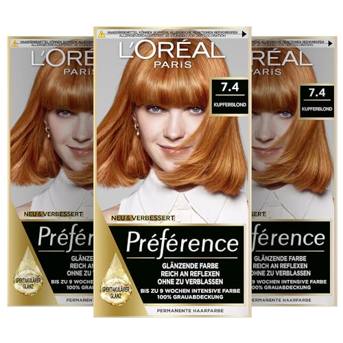 Lot De 3 Colorations L'Oréal Préférence - Nuance Rio 5.23 (Blond Clair Cuivré)