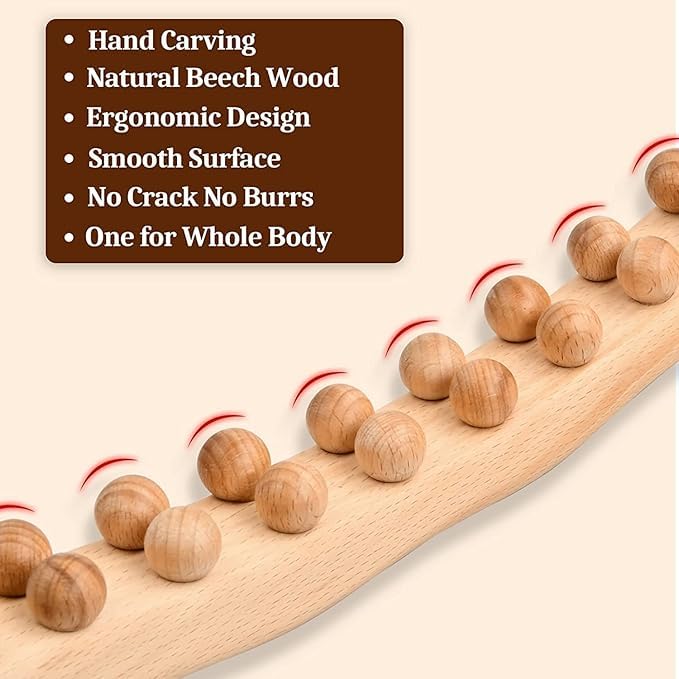 ACUWORLD Wood Therapy Massager Tools| 20 Beads Stomach Massager| Ease Neck| Back| Waist| and Leg Hip Pain| Self Body Sculpting Wooden Stick ACUWORLD Wood Therapy Massager Tools| 20 Beads Stomach Massager| Ease Neck| Back| Waist| and Leg Hip Pain| Self Body Sculpting Wooden Stick