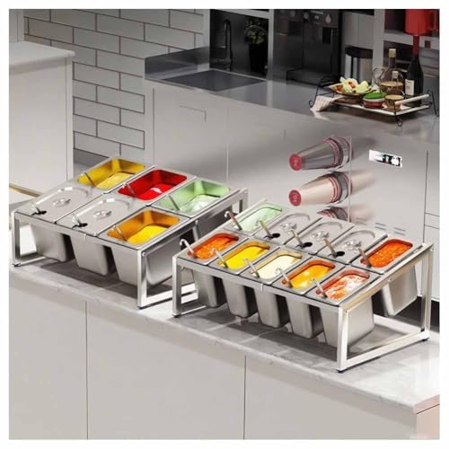 Boîte à condiments en acier inoxydable pour comptoir de cuisine et station de préparation