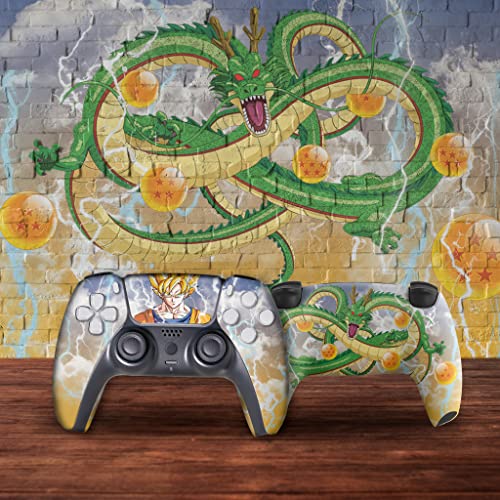Image of Dbz Go-Ku Custom PS-5 Controller Wireless compatible with Play-Station 5 Console by BCB Controllers | Proudly Customized in USA with Permanent HYDRO-DIP Printing (NOT JUST A SKIN)