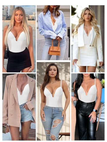 Image of JOYSHAPER Bodysuit for Women Tummy Control Deep U Plunge Shapewear Backless Full Body Shaper Strapless Corset Body Suit Top